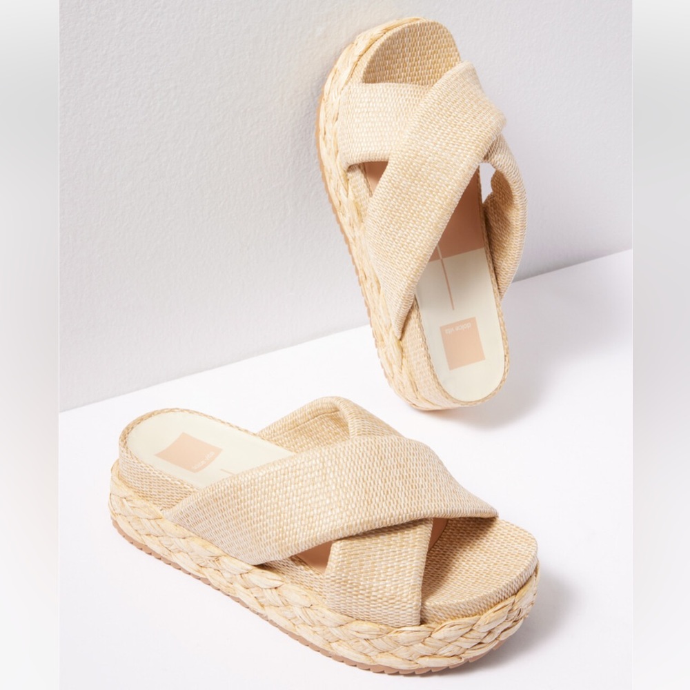 Dolce vita Blume Natural Raffia platform sandal, size 7.5, worn once!!